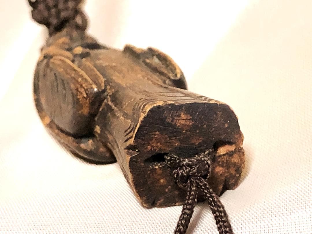 【 木彫福の神 江戸時代 】 風鎮/根付