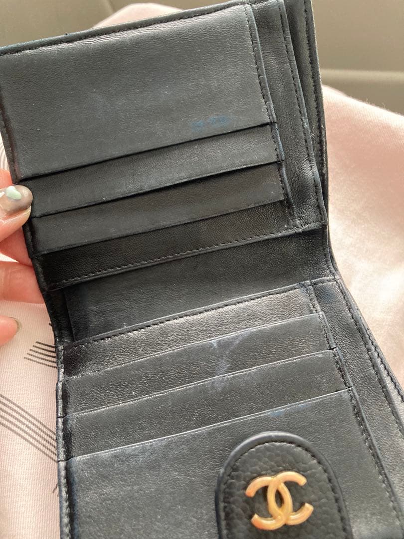 CHANEL ブラック キルティング 二つ折り財布