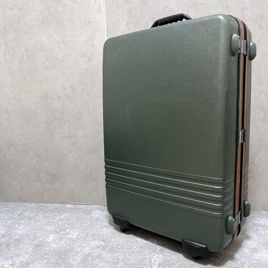 サムソナイト カーキ ハード 革 スーツケース キャリーバッグ 大容量 鍵 4輪