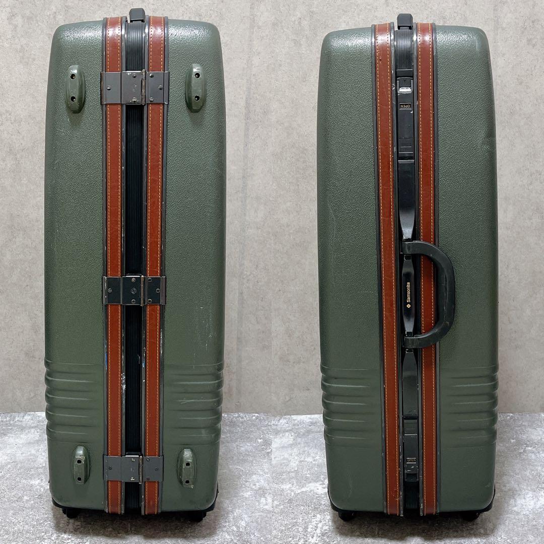 サムソナイト カーキ ハード 革 スーツケース キャリーバッグ 大容量 鍵 4輪