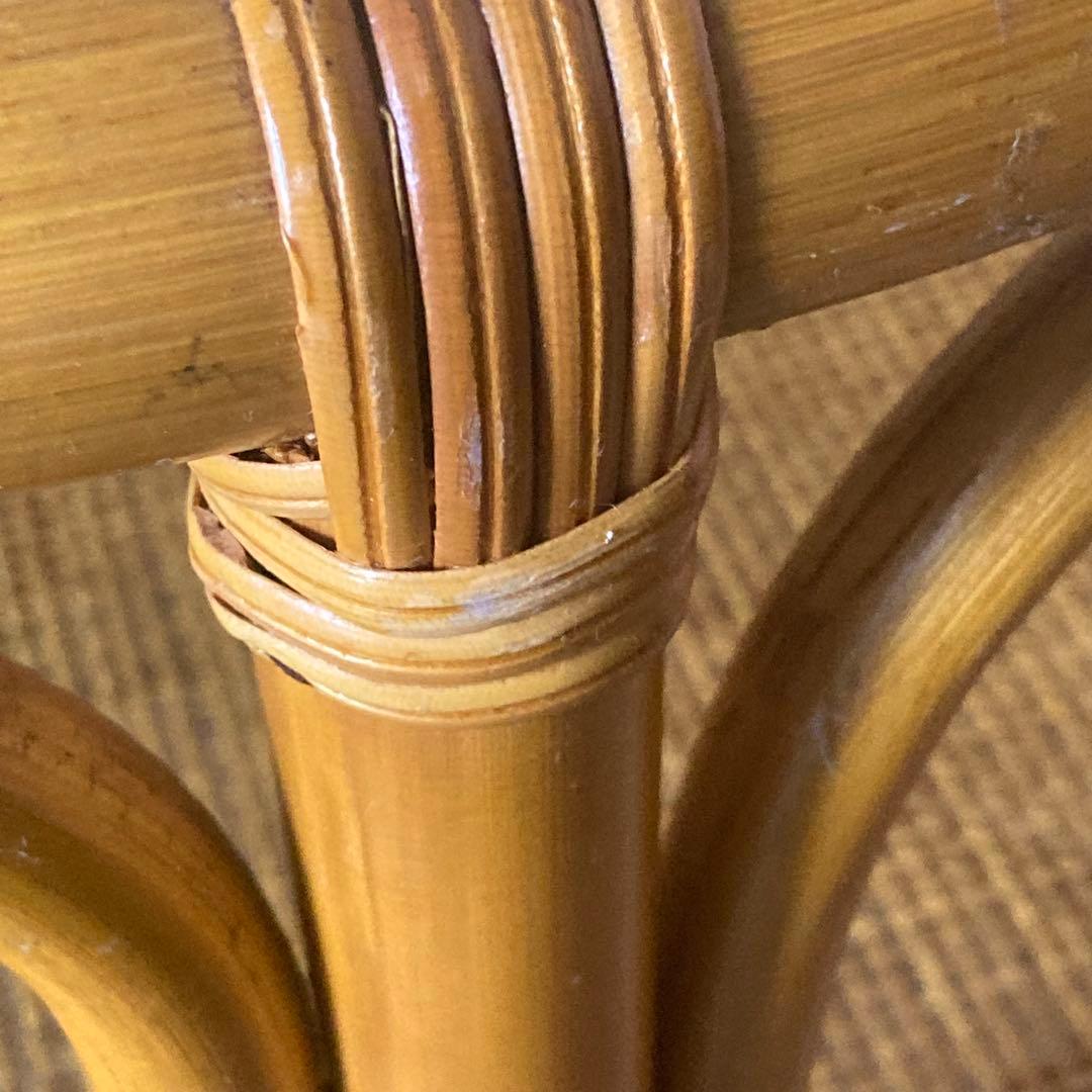 ヴィンテージラタン ガラス サイド テーブル ローテーブル