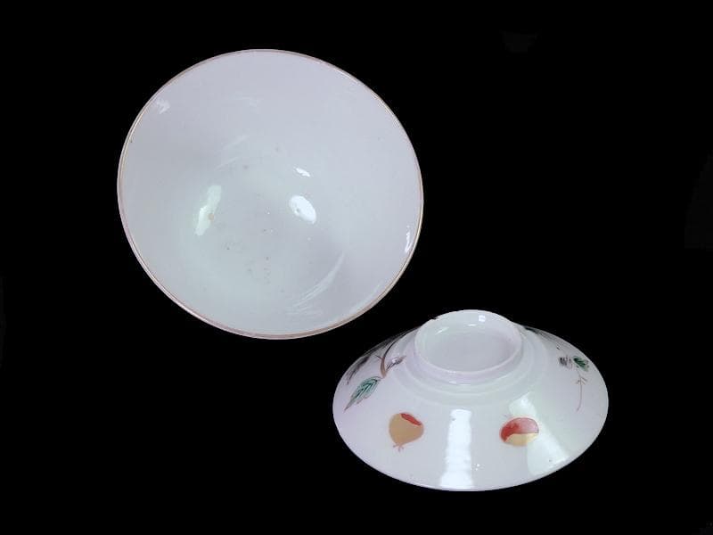 古伊万里　色絵　栗の図　蓋茶碗　江戸期　E616AS-CRp