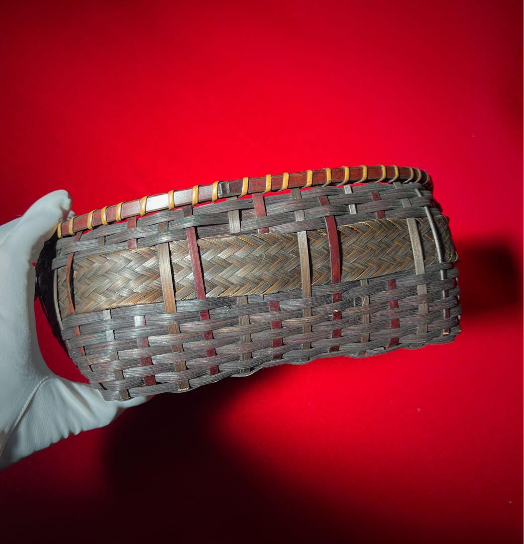 古道具 炭取籠 竹編 炭斗 炭篭 在銘 茶道具