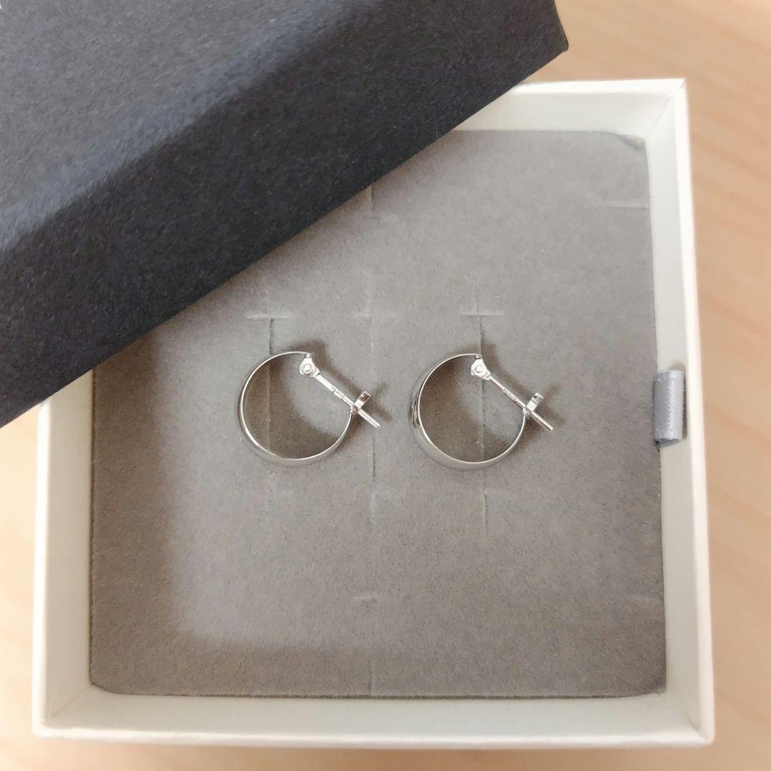美品♡ ジュエリーツツミ プラチナフープピアス 月甲丸