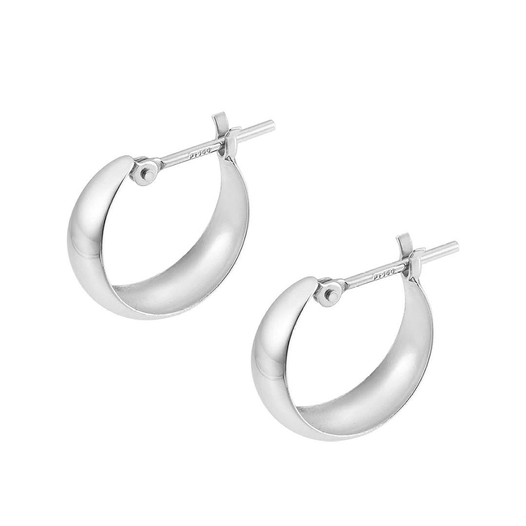 美品♡ ジュエリーツツミ プラチナフープピアス 月甲丸