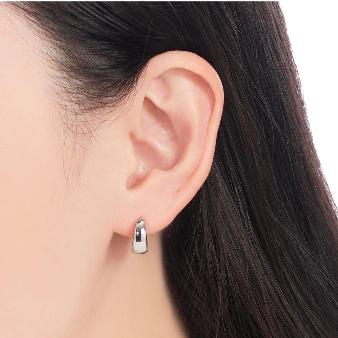 美品♡ ジュエリーツツミ プラチナフープピアス 月甲丸