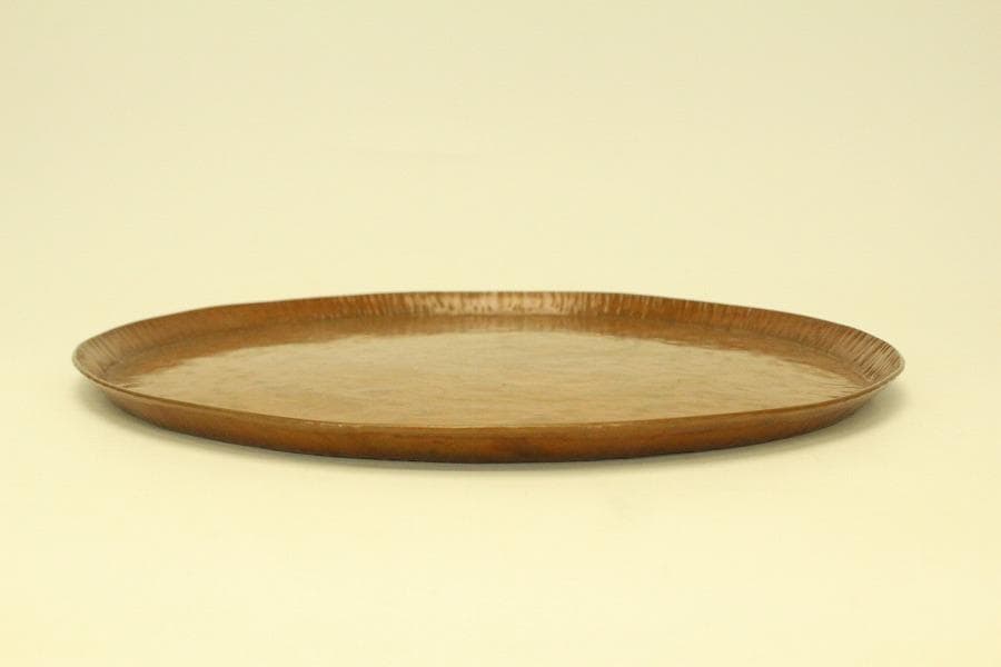 煎茶盆 銅槌目円盆 蔵苑造 共箱(ZE363)