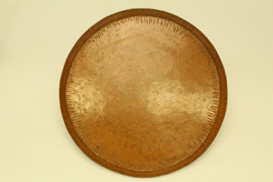 煎茶盆 銅槌目円盆 蔵苑造 共箱(ZE363)