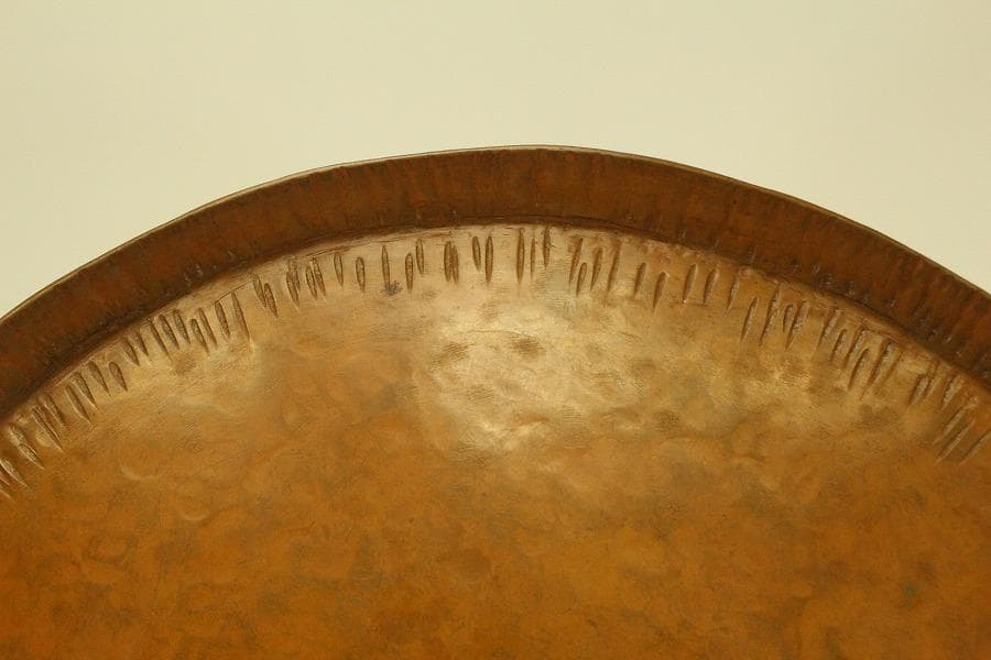 煎茶盆 銅槌目円盆 蔵苑造 共箱(ZE363)