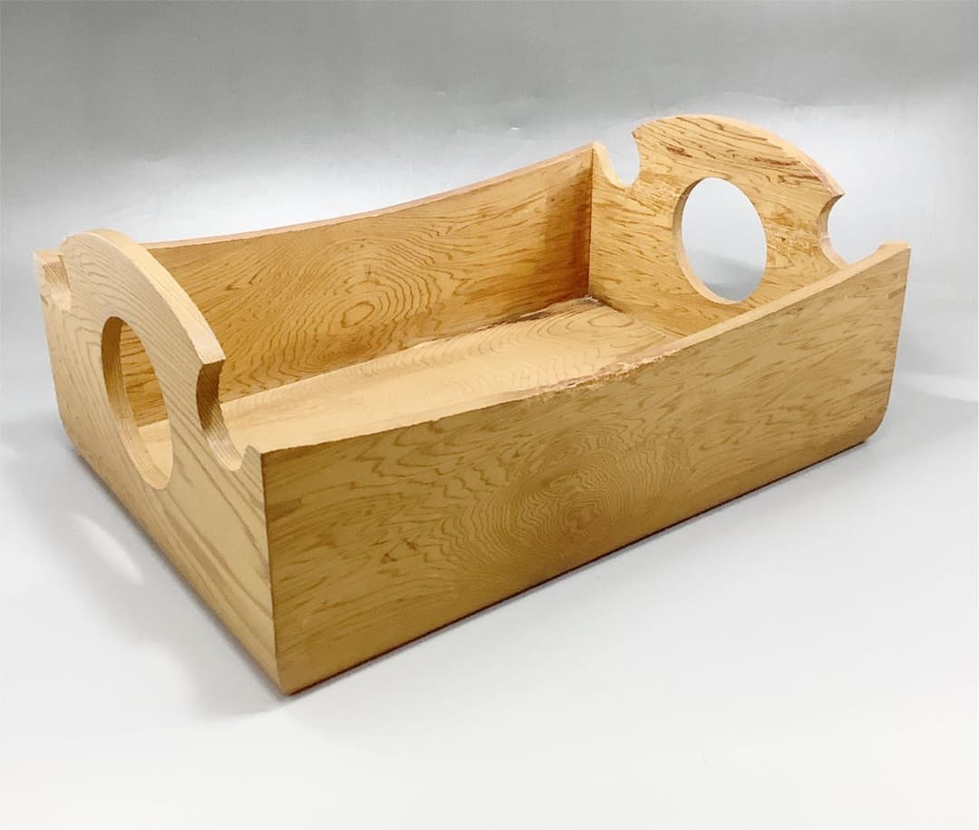 【茶道具】屋久杉鞍形莨盆 田原一斎作