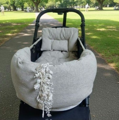 ❤年中使える❤ペットカートコンフォーター❤タンバリン✕コットンリネン（ベージュ）