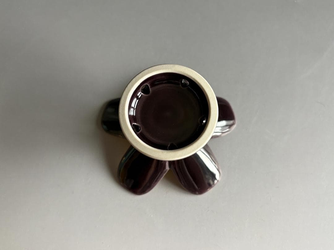 中村翠嵐　紫交趾　突羽根　蓋置　茶道具