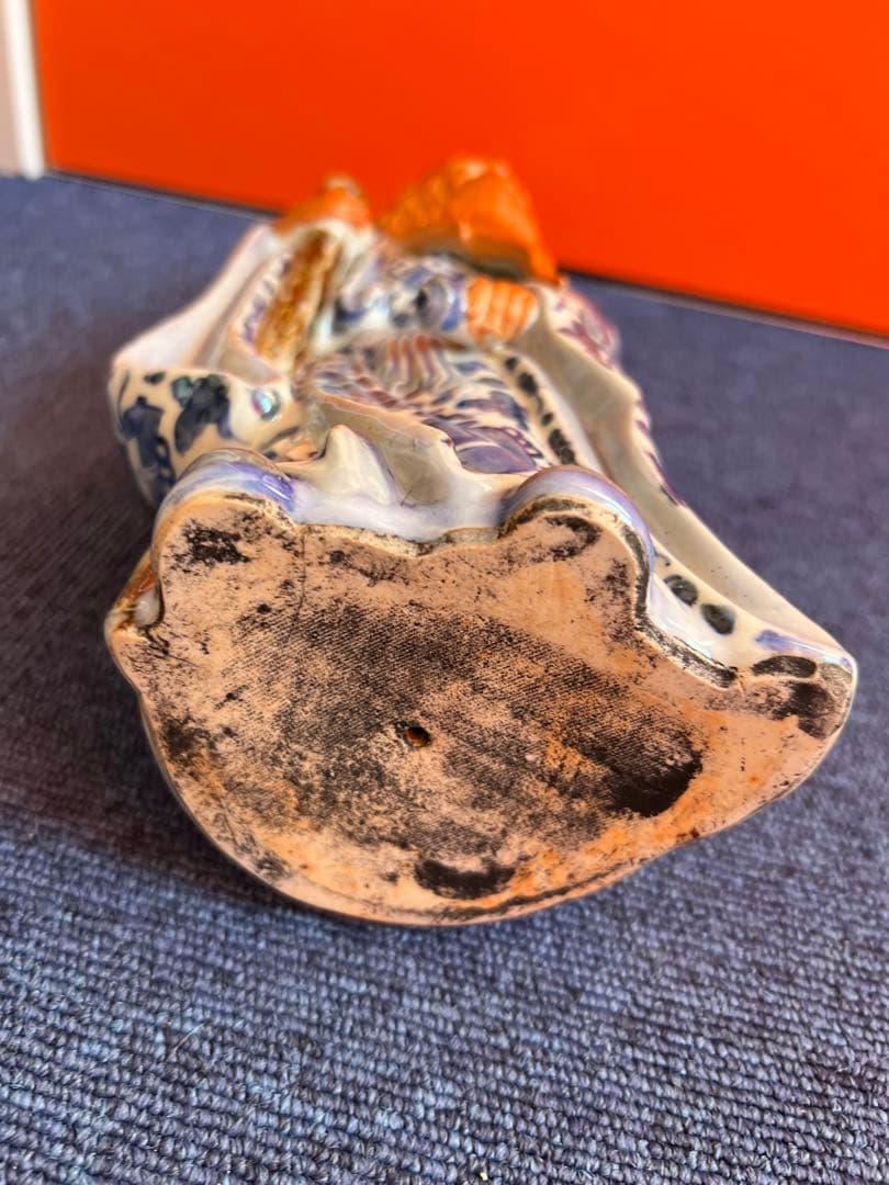 919 九谷焼　絵付　寿老人　置物　時代物