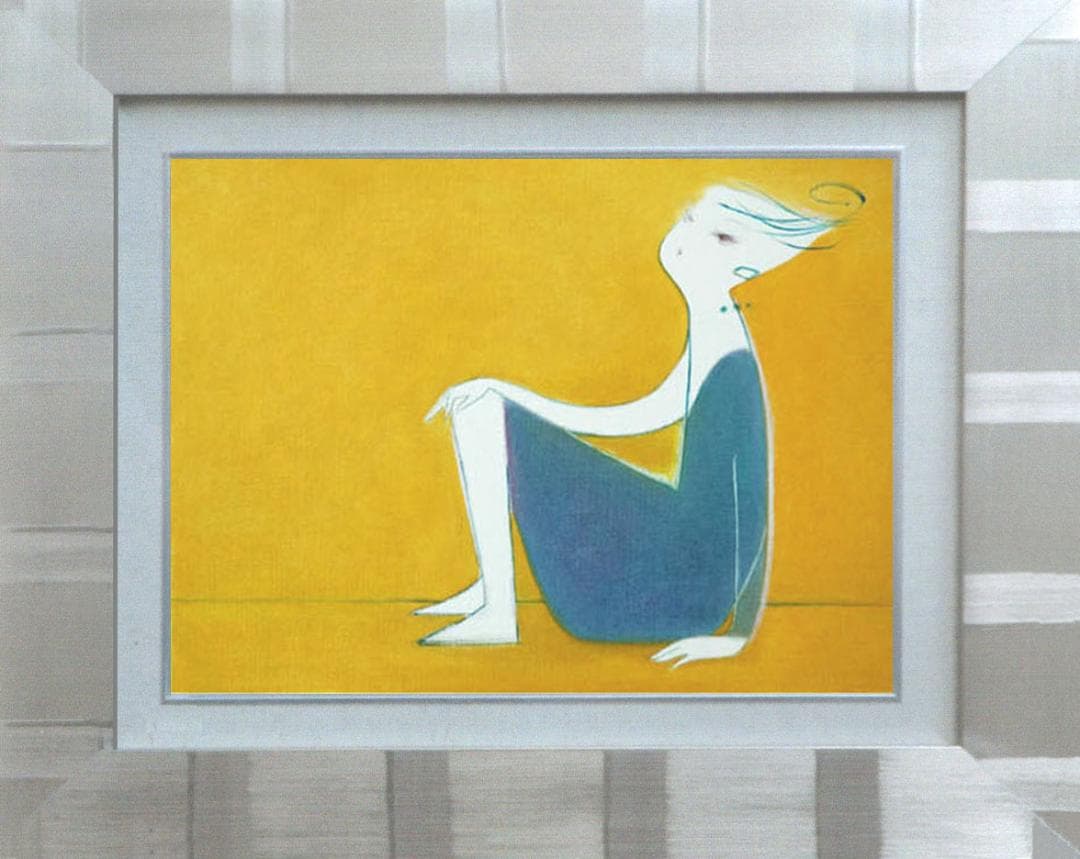 油絵 菅家令子 絵 絵画 インテリア 額付(黒) F4-071612 人物 女性