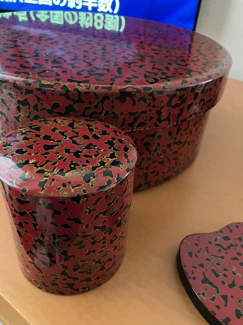 津軽塗り　54 漆器 5点セット 赤黒模様