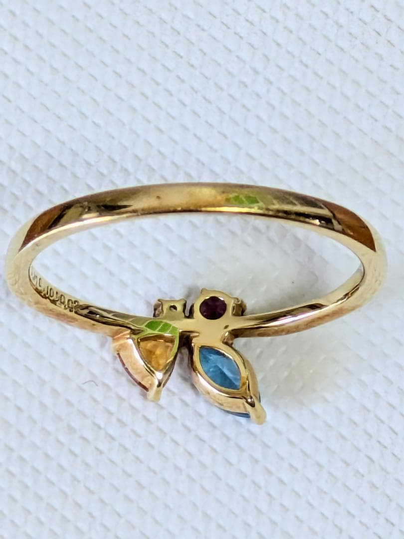 マルチカラーリング　K18　12号　ダイア　天然石　YG