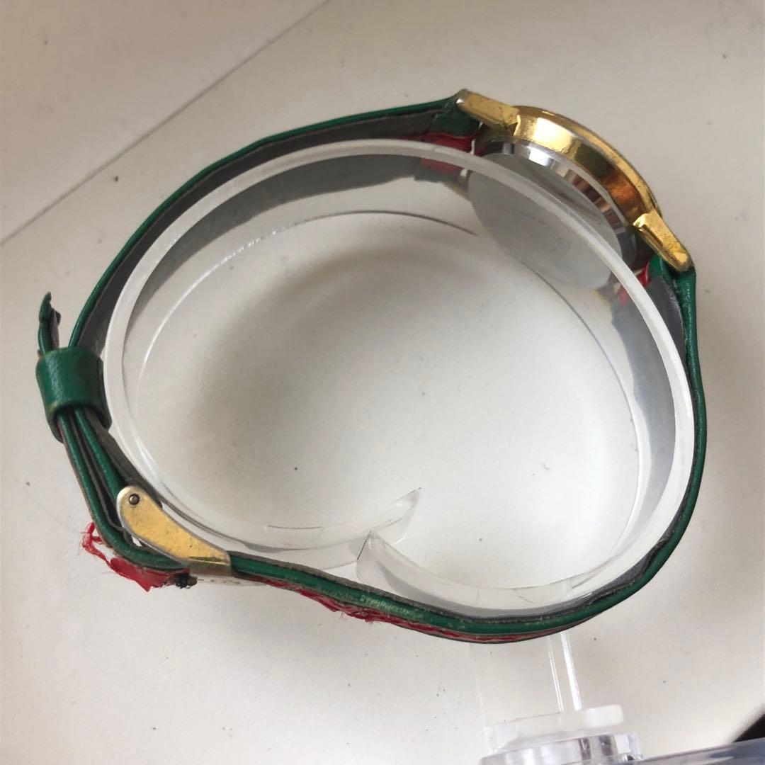 GUCCI オールドグッチ シェリーライン　 クォーツ時計 グリーン/レッド