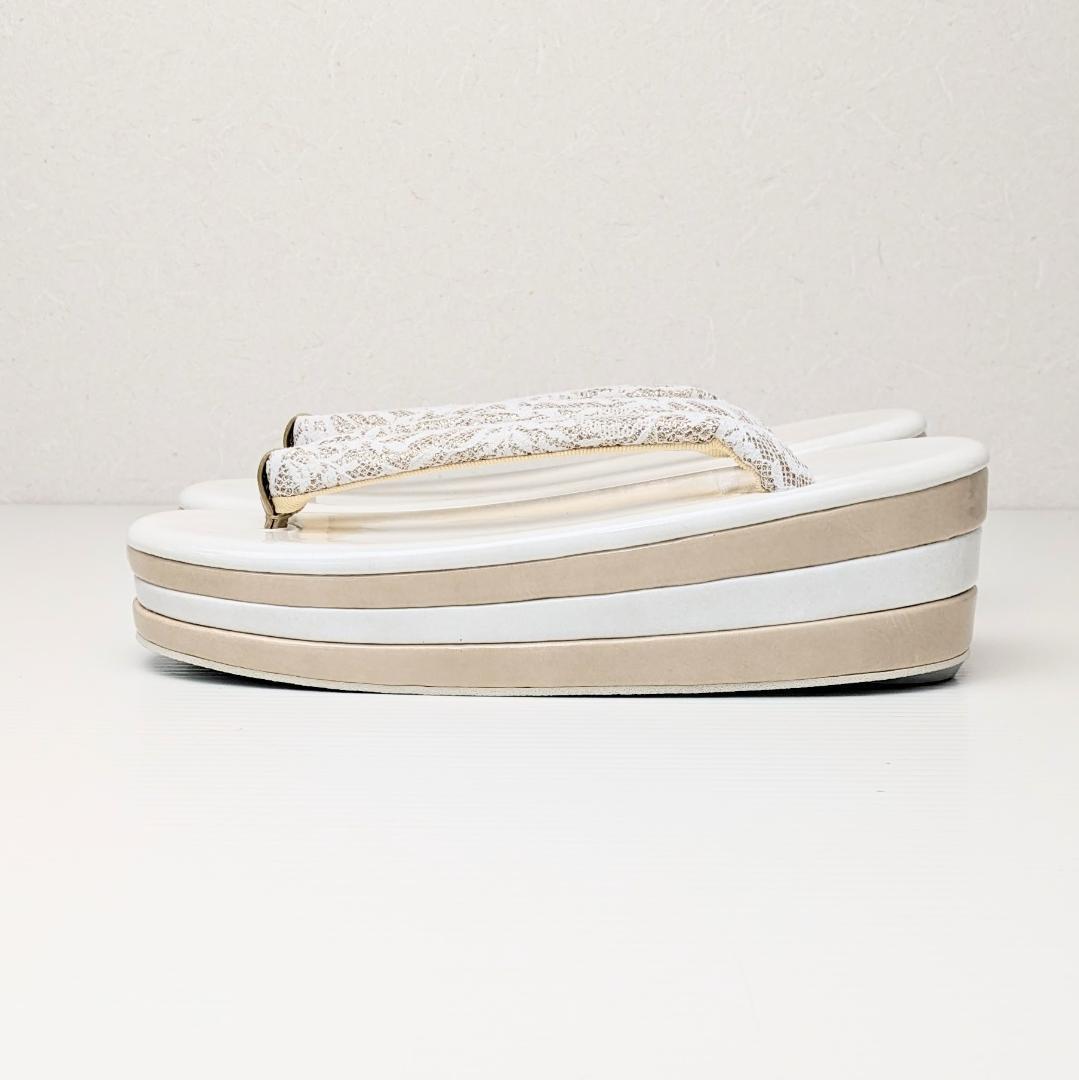 和装 草履 バッグ セット レース×ラメ 白 ベージュ フリーサイズ u73-1