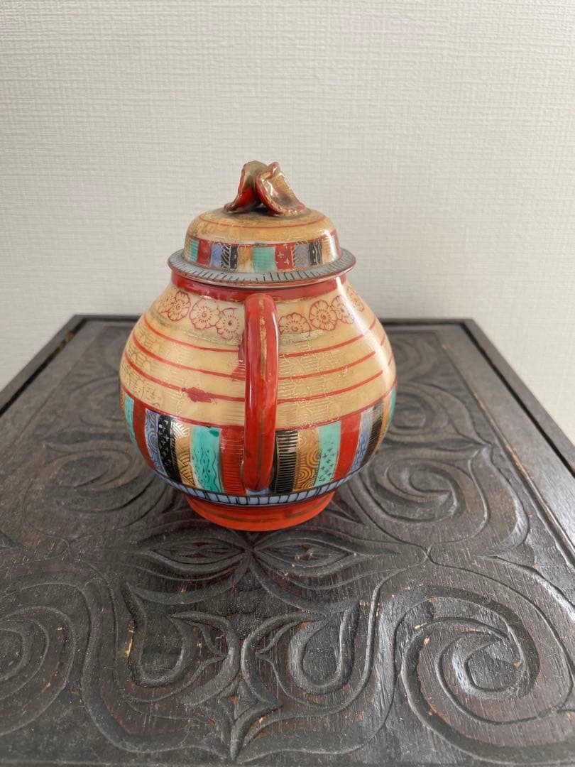 九谷焼？ アンティーク シュガーポット 顔 明治期 里帰り 陶磁器 骨董