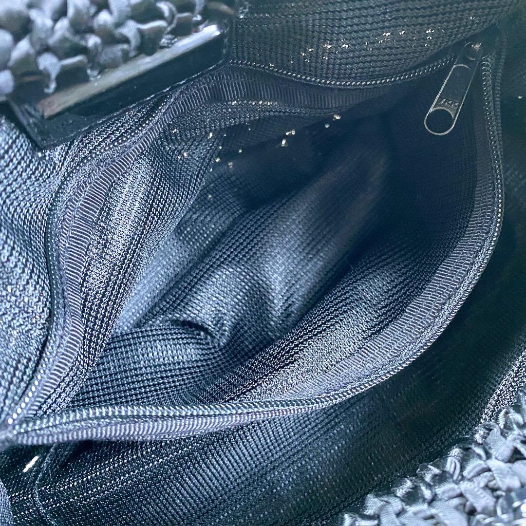 【美品】アンテプリマ ハンドバッグ ガーラ リボン グリッター ラージ 黒