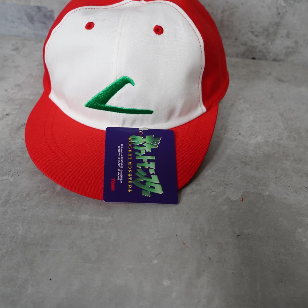 90's TOMY ポケモン　サトシ　キャップ 赤白　デッドストック