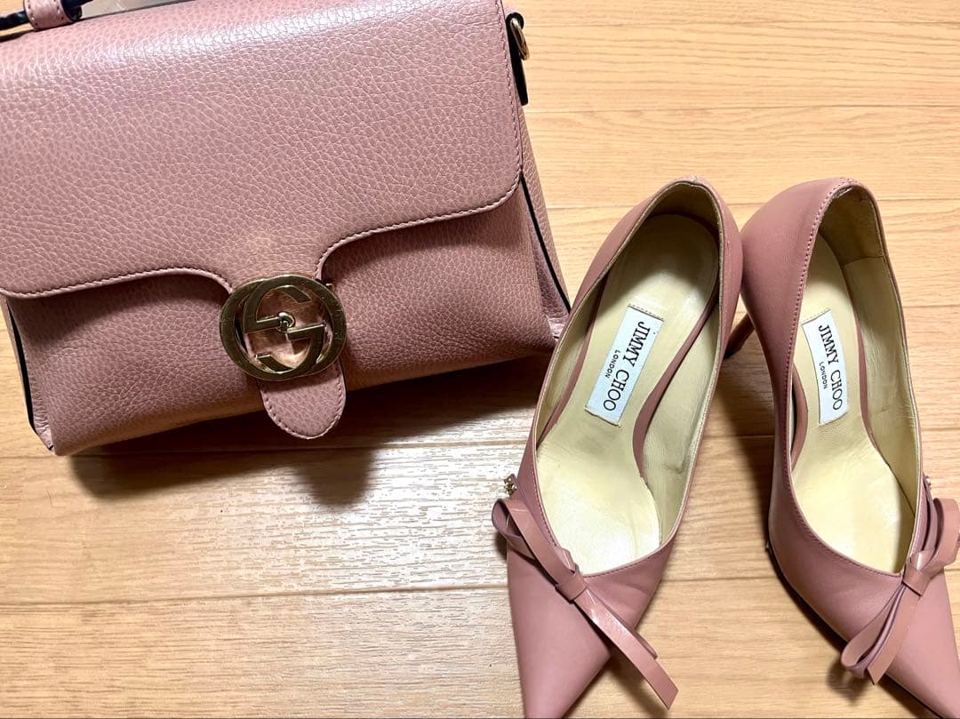GUCCI ピンク レザー ハンドバッグ
