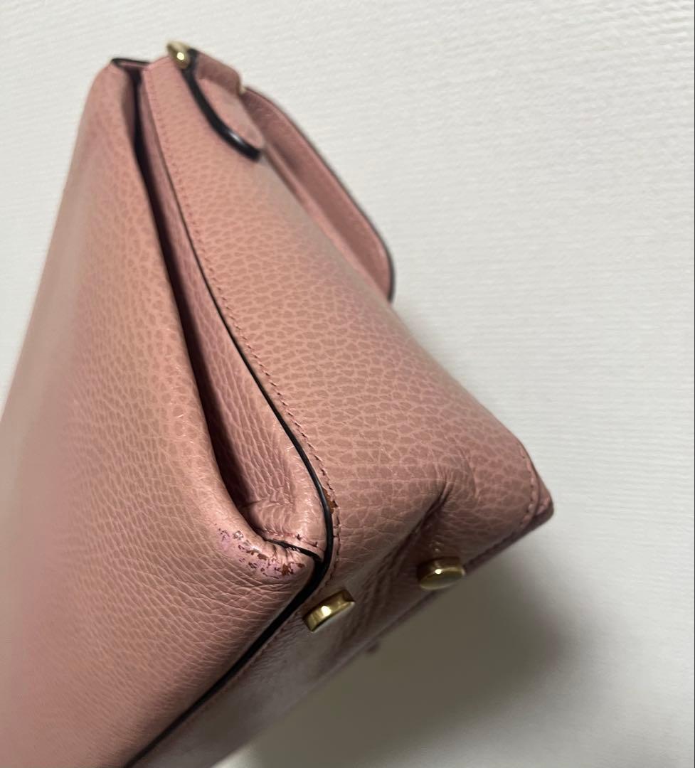 GUCCI ピンク レザー ハンドバッグ