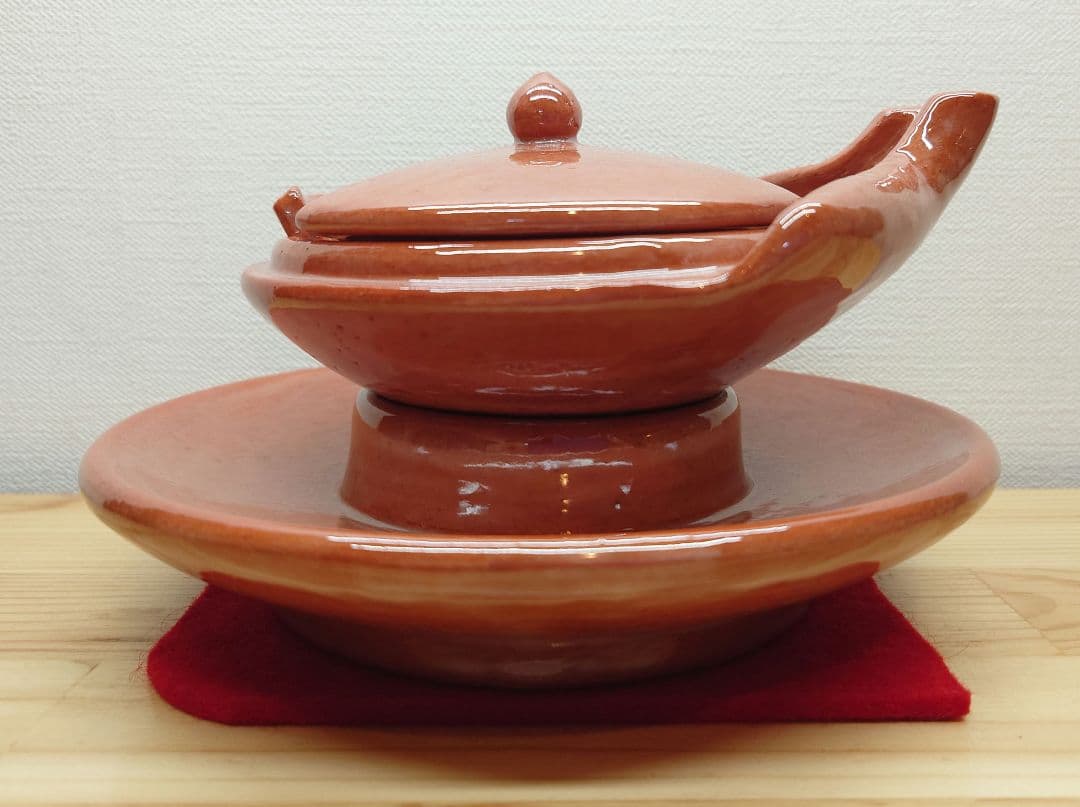 送料込【逢絢亭】茶道具 夜咄道具 するめ瓦 楽焼 赤楽 川嵜和楽 紙箱入り