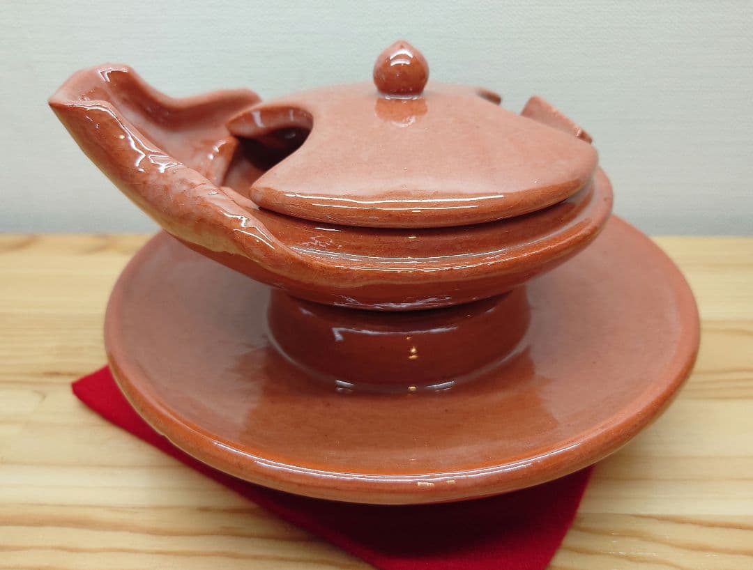 送料込【逢絢亭】茶道具 夜咄道具 するめ瓦 楽焼 赤楽 川嵜和楽 紙箱入り