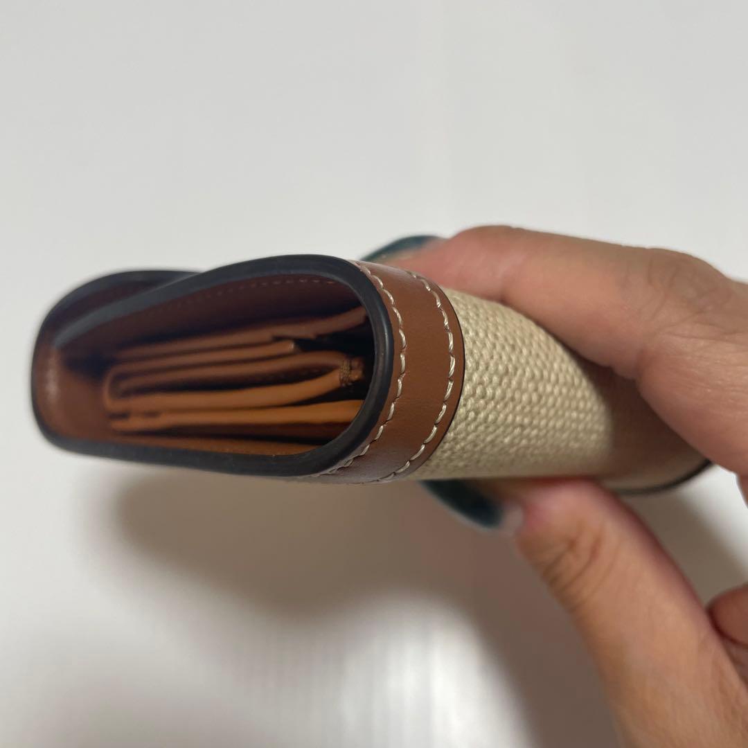 美品　セリーヌ　三つ折り財布　トリオンフ　キャンバスレザー　テキスタイル