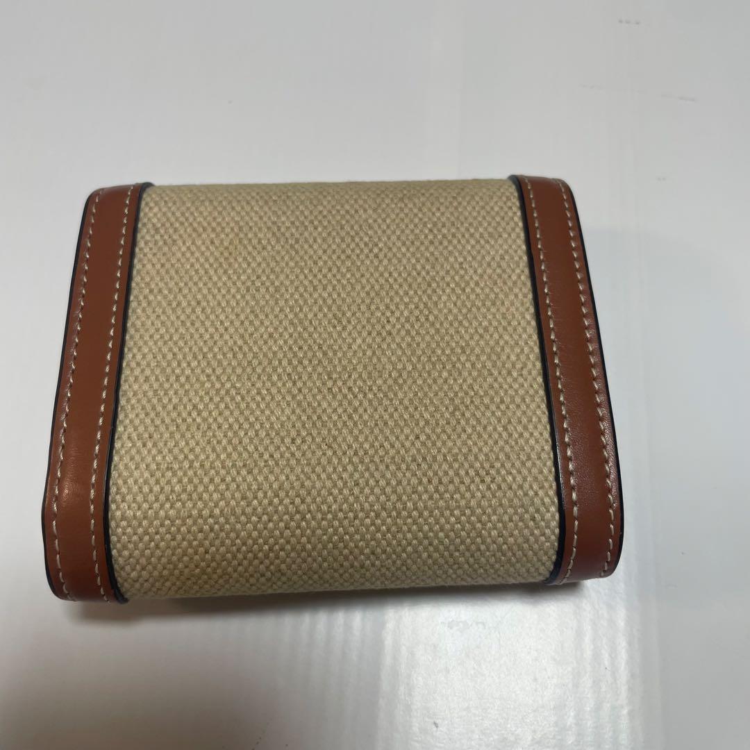 美品　セリーヌ　三つ折り財布　トリオンフ　キャンバスレザー　テキスタイル