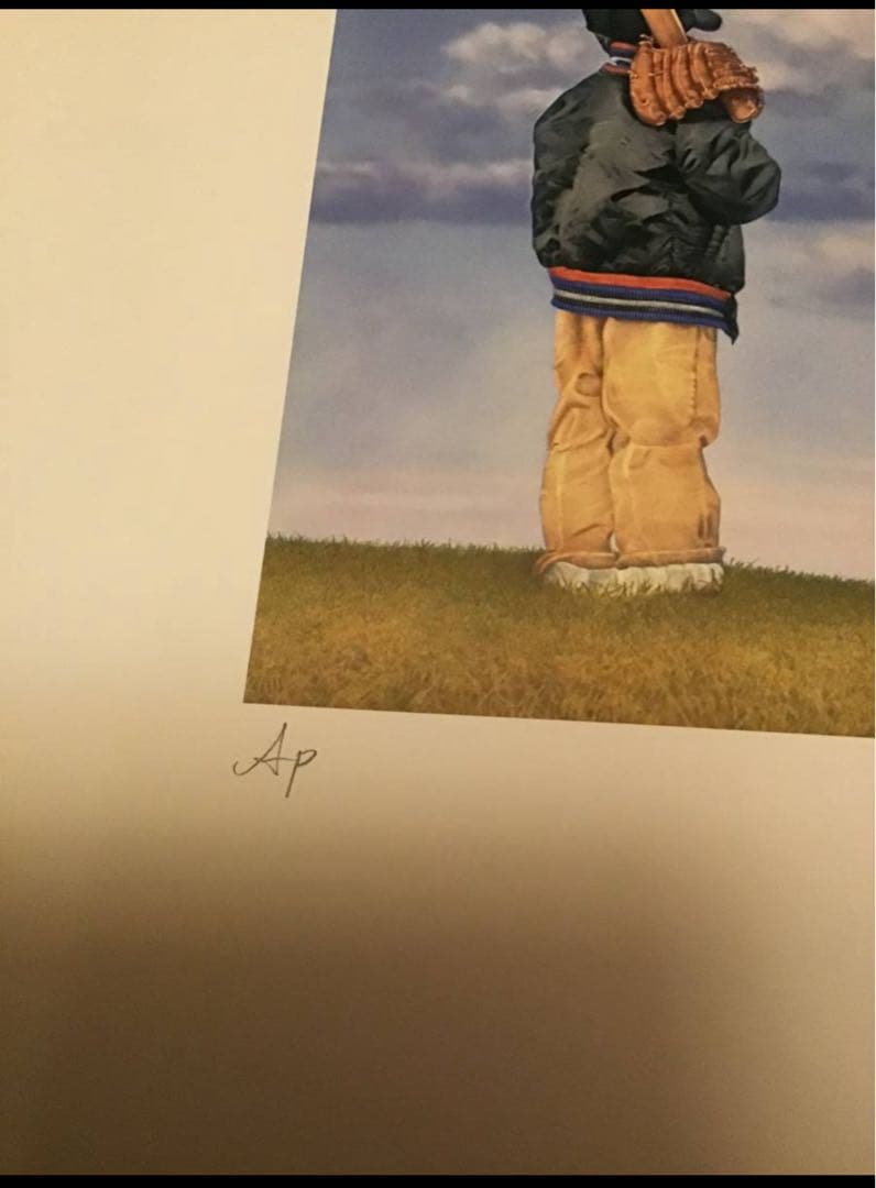 井伊孝彦　リトグラフ「あなたなら、できるよ」1990 (夢宿って)少年野球　息子