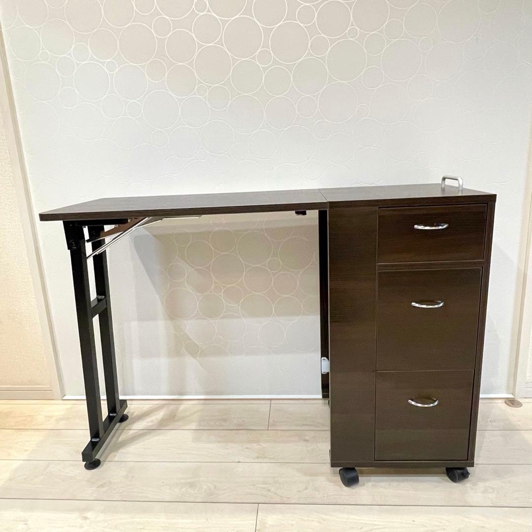 【美品】ETBELLA 折りたたみ ネイルテーブル キャスター付 ワゴンデスク