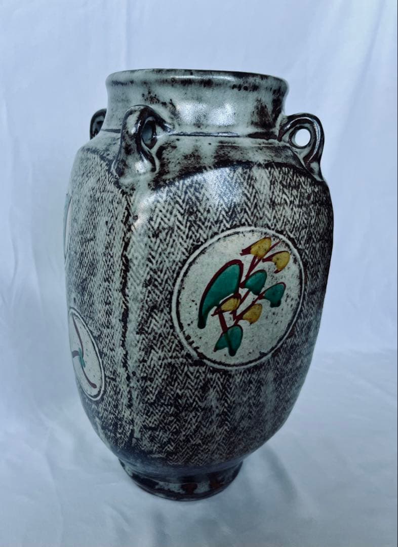 【未使用】島岡達三 益子焼 大型作品 象嵌赤絵壺