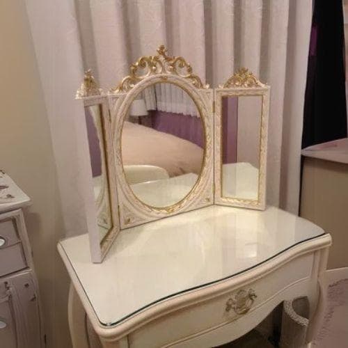 イタリア製 アンティーク風 卓上ミラー 壁掛け鏡 三面鏡