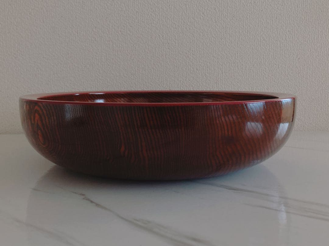 深鉢栃 ；面朱 32.5cm木製国産 漆塗り　未使用品
