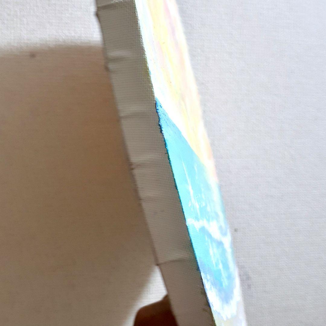 《優しく光る》油絵 油彩画 海 風景画 直径 40cm