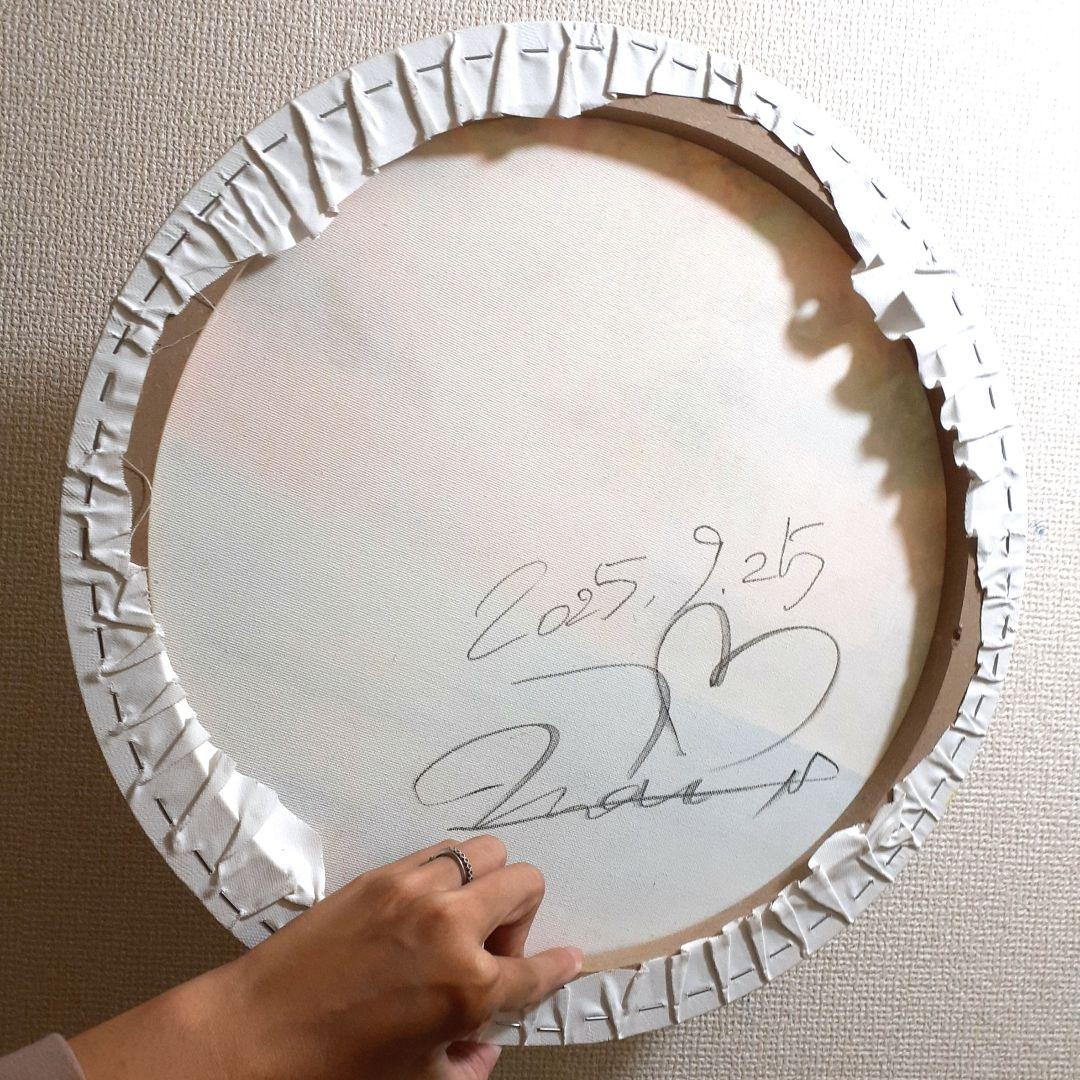 《優しく光る》油絵 油彩画 海 風景画 直径 40cm