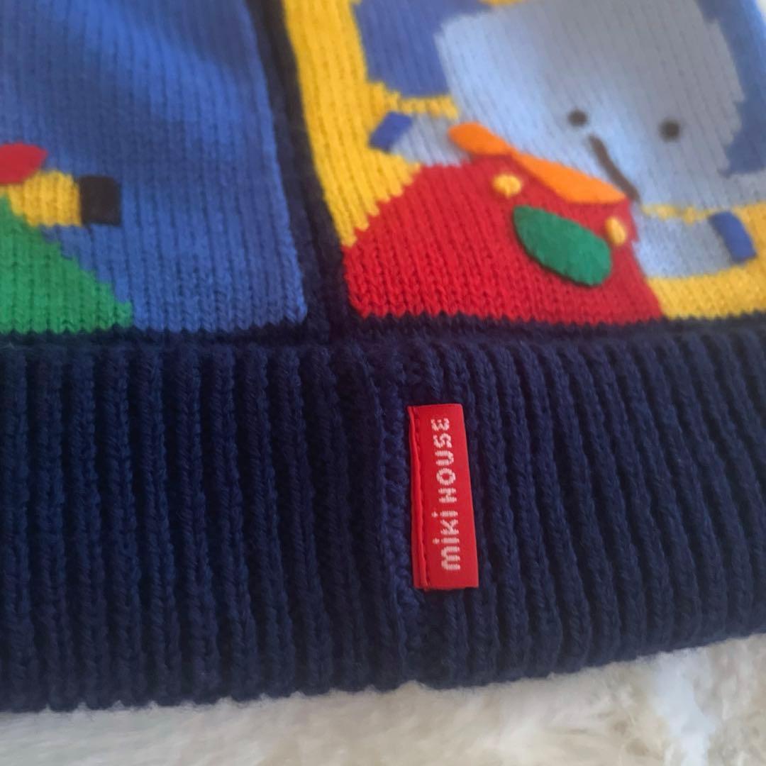 MIKIHOUSE可愛すぎるミキハウス 動物柄ニットフード ホリデーシリーズ M