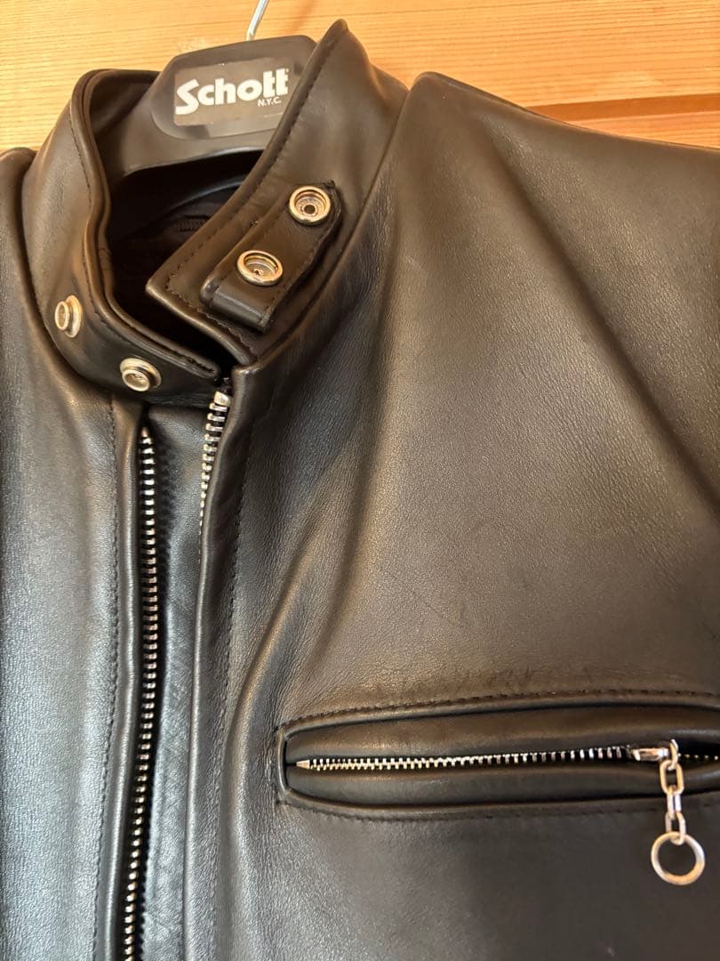 （美品）Schott ブラック シングルライダースジャケット641