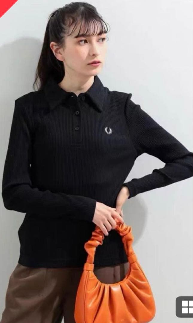 フレッドペリー ブラックリブポロシャツ 長袖