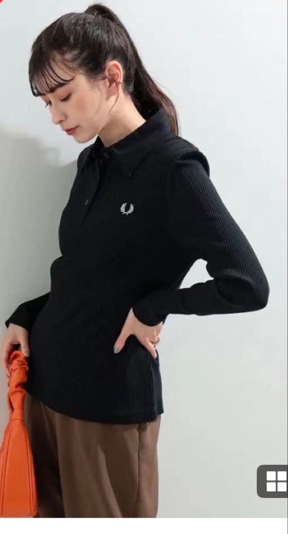 フレッドペリー ブラックリブポロシャツ 長袖