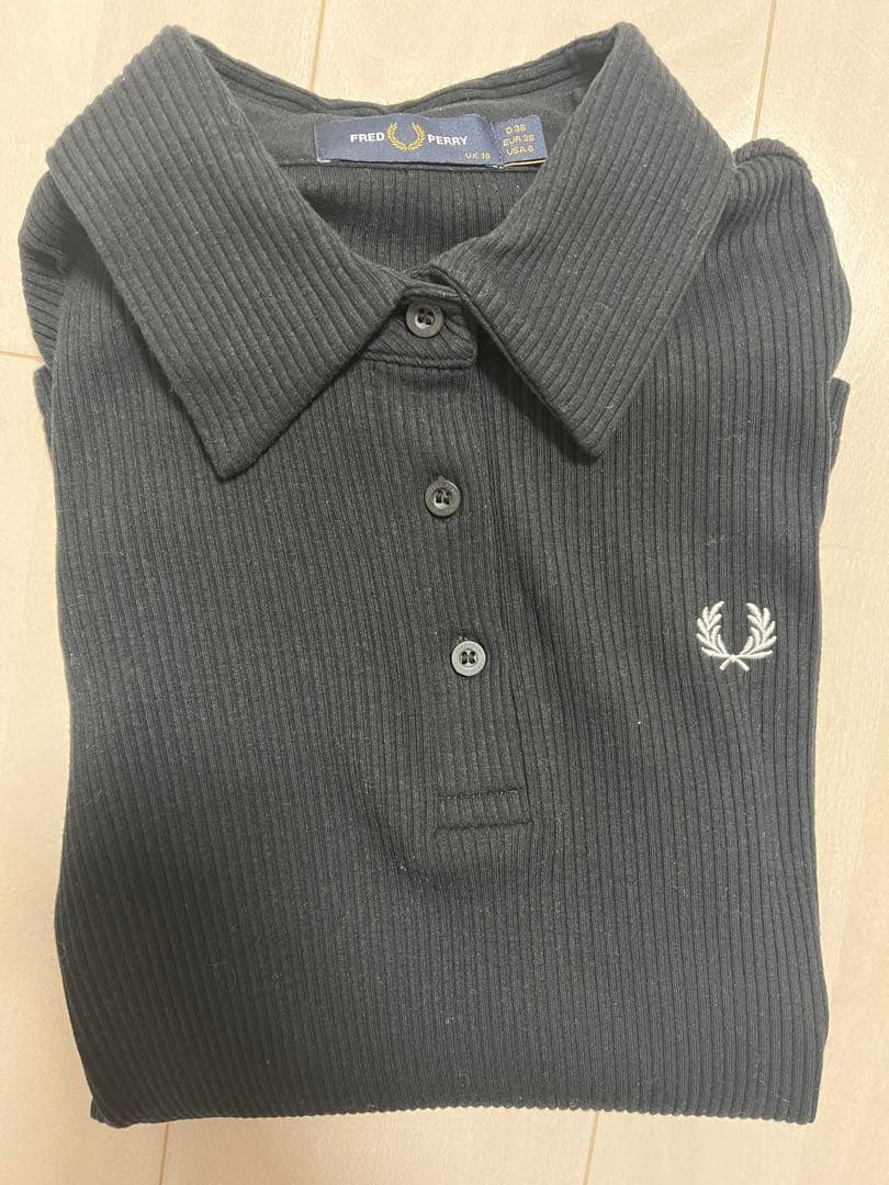 フレッドペリー ブラックリブポロシャツ 長袖