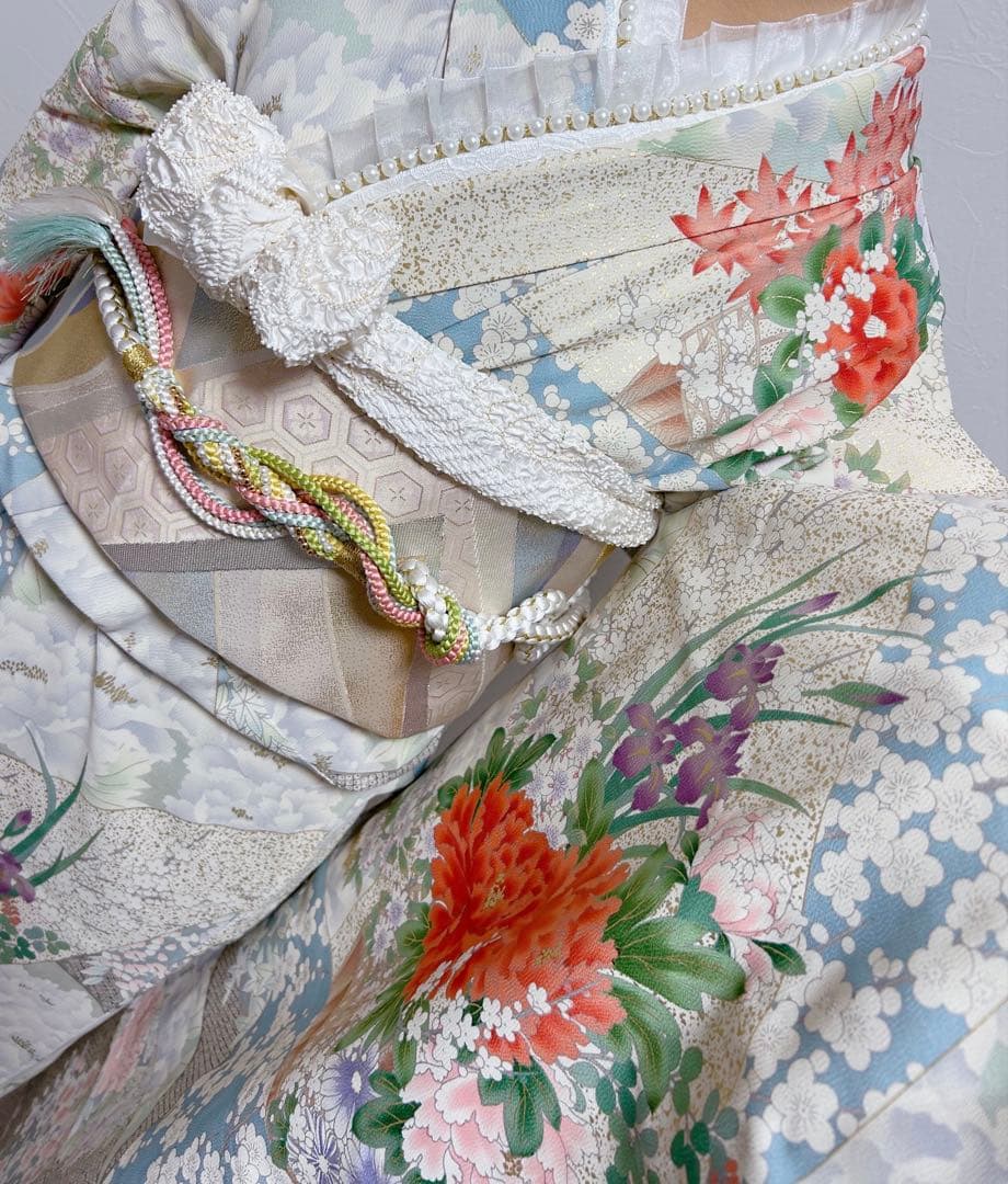 美品　振袖　フルセット　桜花柄振袖 豪華　金刺繍　着物