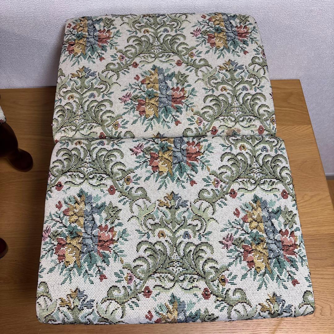 アンティーク　レトロ　八幡産業　腰掛け　座椅子　猫足　収納　花柄　4脚セット