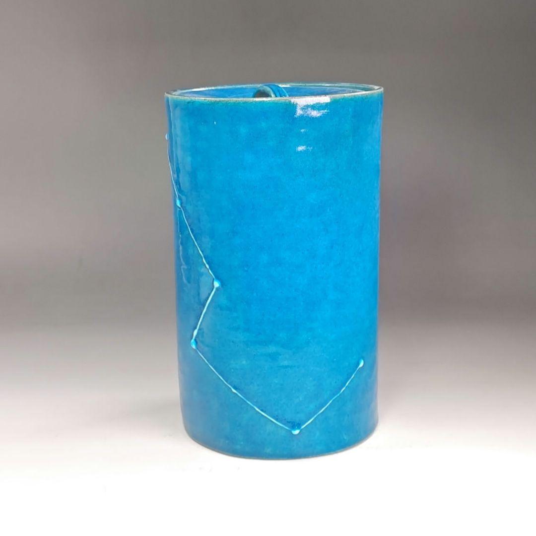 イ999 水指『日吉窯　加藤丈佳』『青釉北斗七星紋　細水指　共箱』茶道具