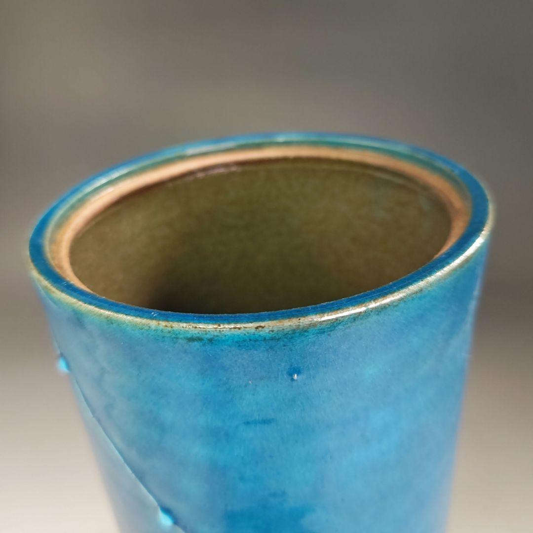 イ999 水指『日吉窯　加藤丈佳』『青釉北斗七星紋　細水指　共箱』茶道具