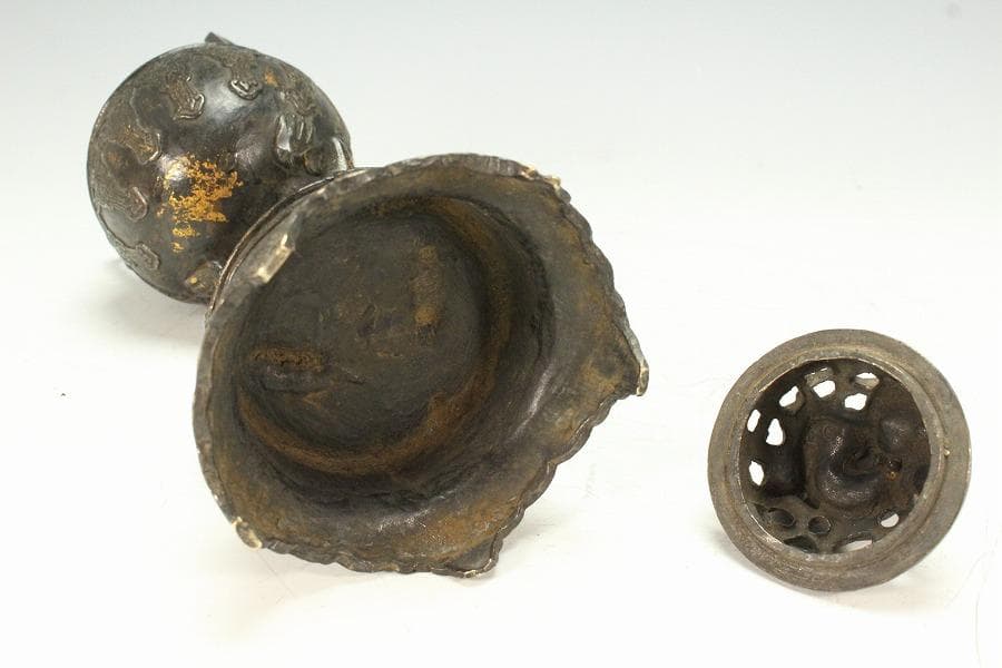 古銅 鬼持ち香炉 仏教美術(K-LC969)