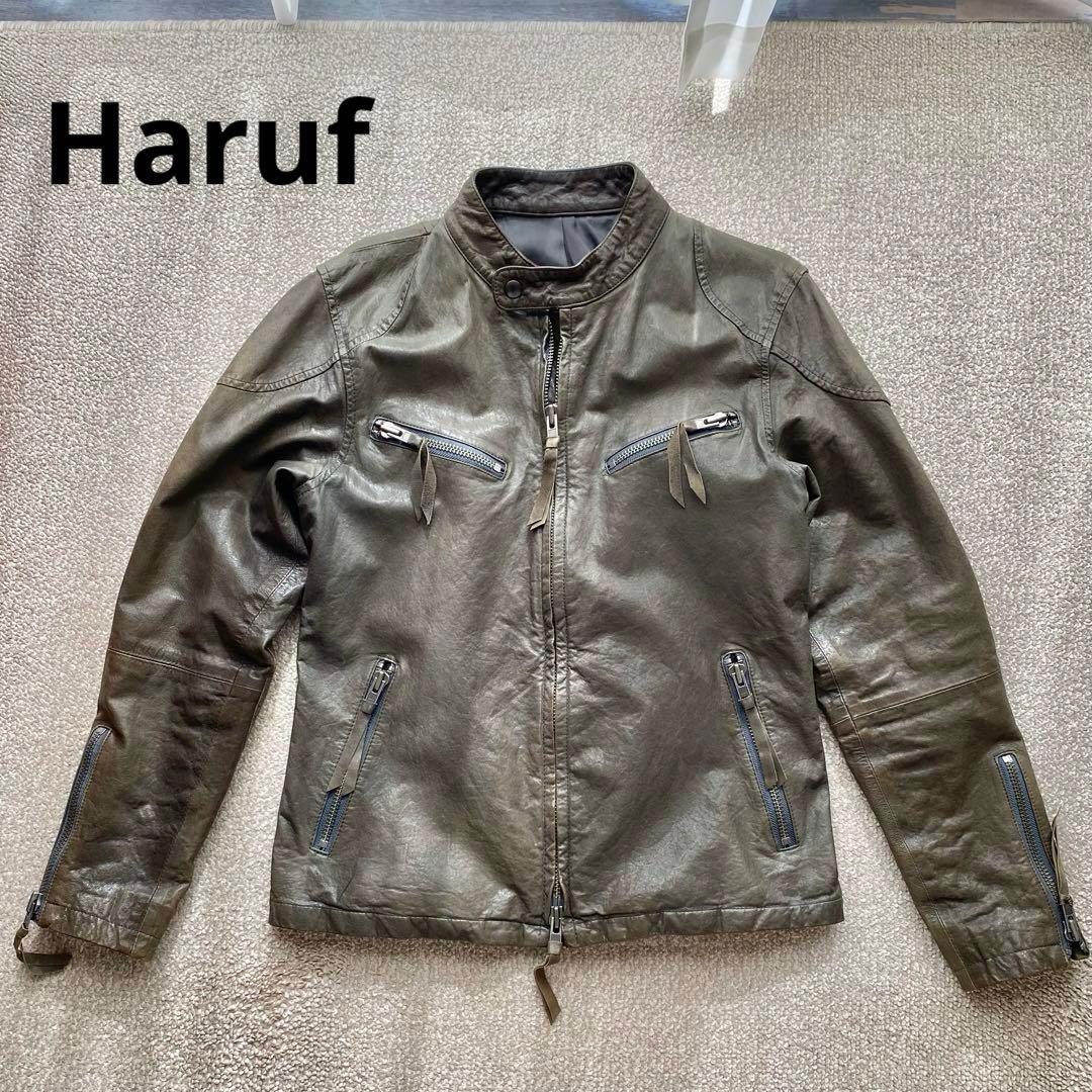 メンズ　ライダース　ハルフ　羊革　美品