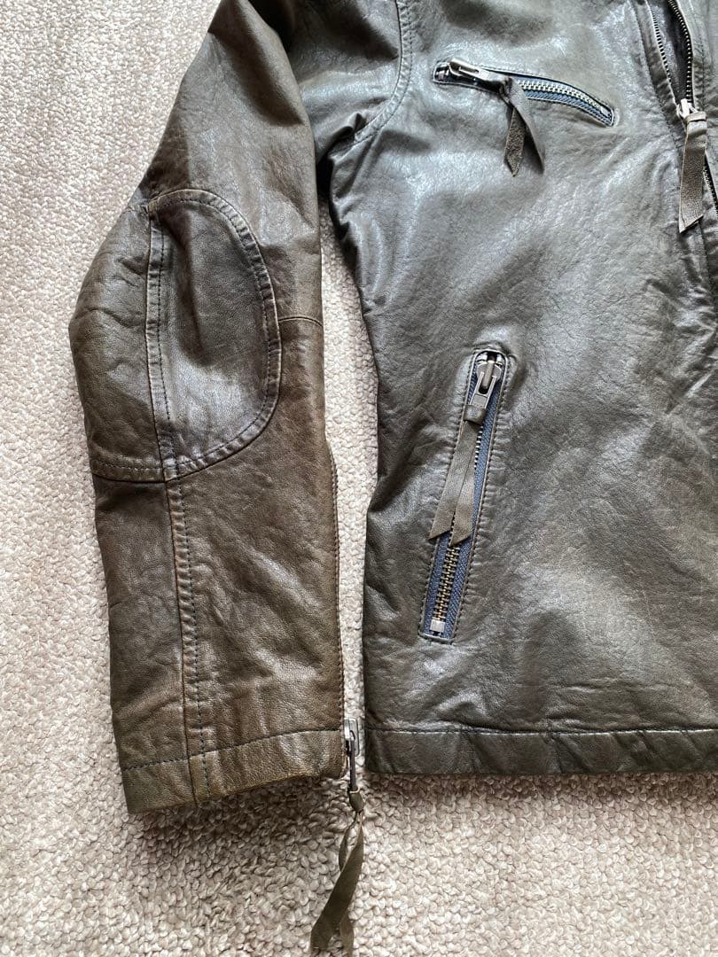 メンズ　ライダース　ハルフ　羊革　美品